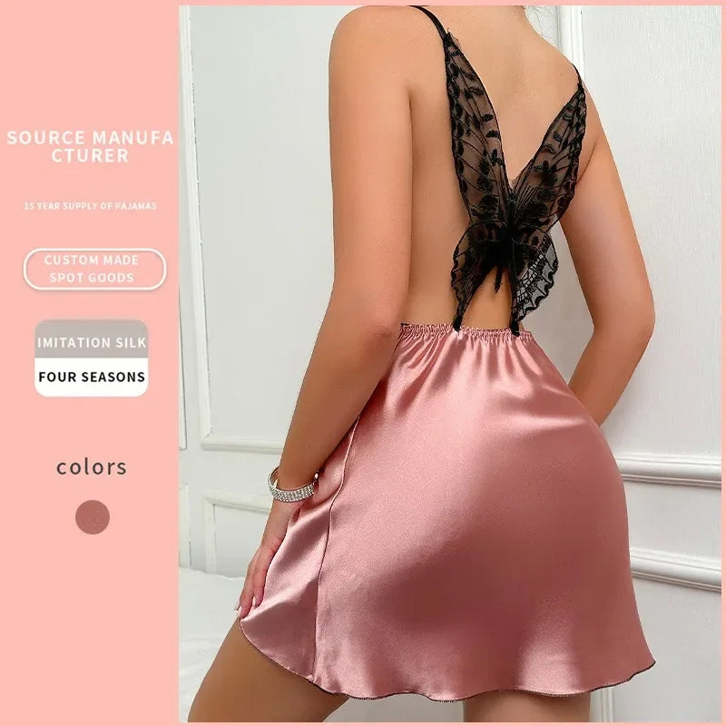 Sexy Breathable Silk Sleep Dress
